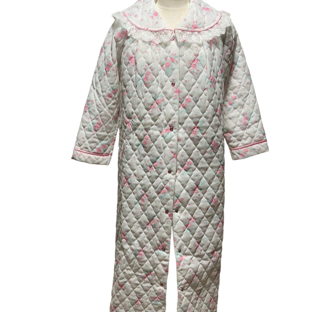 Cachet Floral Quilted Robe New Deadstock Vintage M